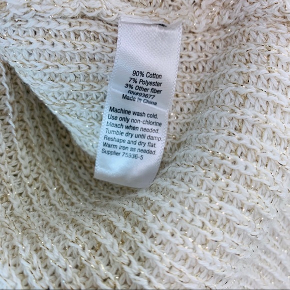 A.n.a Sweater V Neck Off White Gold Shimmer Medium - Picture 6 of 7